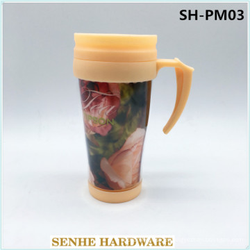 400ml Plastikwasser-Becher, Kaffeetasse mit Handgriff (SH-PM03)